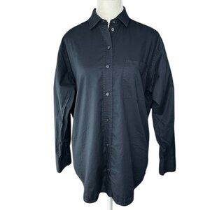Everlane‎ Women’s Black The Cotton Relaxed Button Front Career Shirt 6/C47